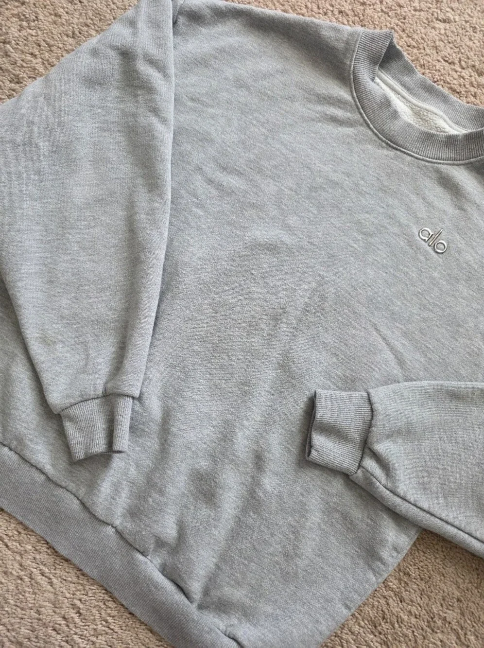 Alo Yoga Accolade Crewneck Pullover Sweatshirt Heather Grey Size Small